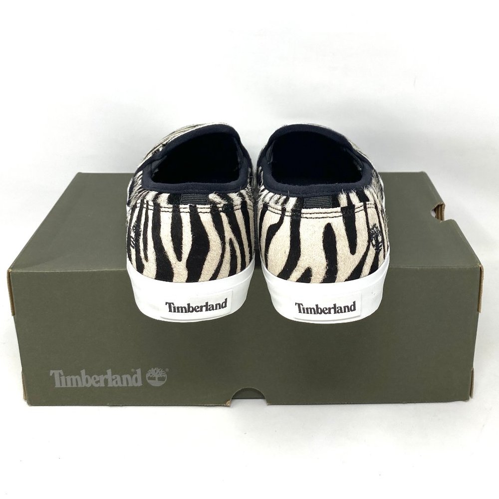 Timberland BX2 WOMEN SKYLA BAY SLIP ON ZEBRA LEATHER Black White TB 0A2GW6 BX2 - Picture 3 of 10